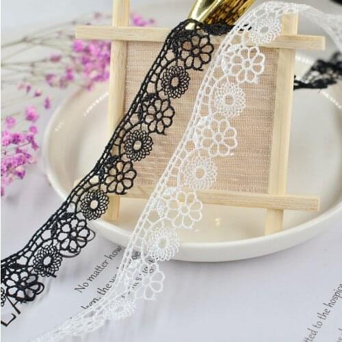 2 Meters Novelty Hollow Out Lace Trim Applique Sewing Craft 2cm Flower Venise White Black Lace Fabric