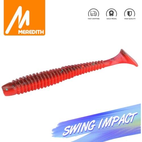 MEREDITH 20pcs 65mm 1.35g Swing Impact Soft Rubber Bait Fishing Lure Jig Wobbler Soft Worm Carp Fishing Bait Artificial Swimbait