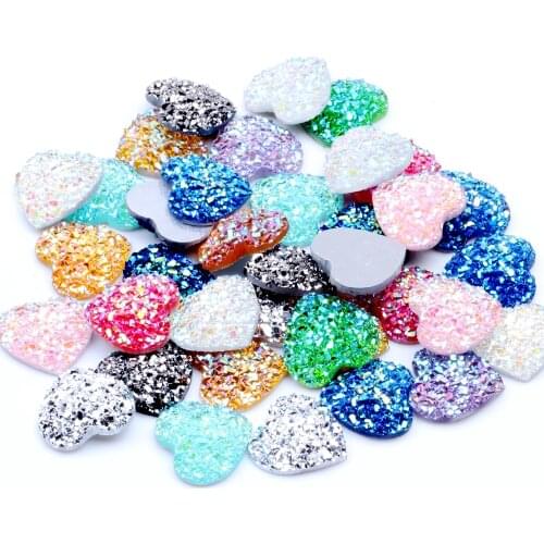 40pcs AB Resin 14mm Ore Heart Flatback Rhinestone Scrapbook DIY Wedding Ornaments Buttons Crafts