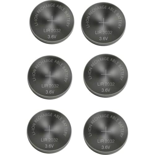 Lot 6pcs LIR2032 3.6V Li-Ion Lithium Rechargeable Coin Cell Button CMOS Battery Replace CR2032 Batteries For Watch Calculator
