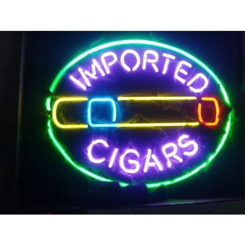 Promotion Imported Cigars Custom Handmade Real Glass Tube Smoke Shop Store Decoration Display Sign Neon Light Stock 17“X14