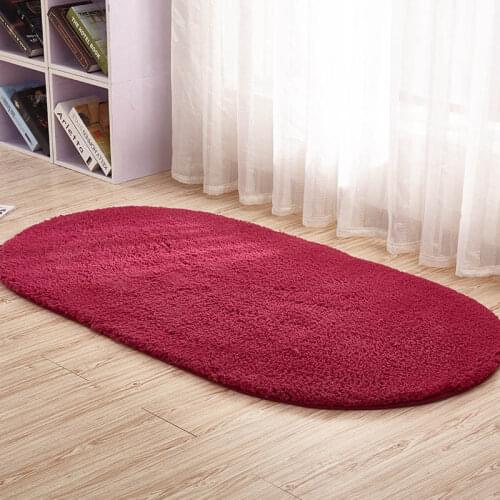 Velvet Oval Shaggy Carpet Bedroom Bedside Coffee Table Door Plush Floor Fluffy Mats Silky Faux Fur Area Rugs For Living Room