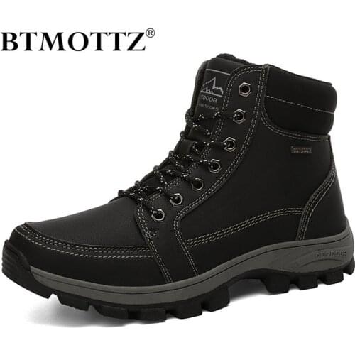 BTMOTTZ Super Warm Winter Men Boots Genuine Leather Snow Boots Men Winter Work Shoes Men Military Army Ankle Boots for Men Botas