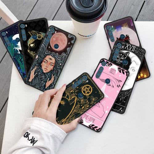 Case for Motorola Moto G9 Play G8 Power Lite One Fusion Plus Hyper G30 Soft G Stylus Phone Coque Fundas Witches Moon Cat Tarot