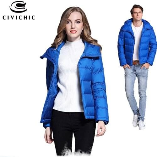 CIVICHIC Hot Fashion Man Woman Down Jacket Winter Thicken Warm Coats Couple Lovers Hooded Outer Clothing Eiderdown Wear DC520