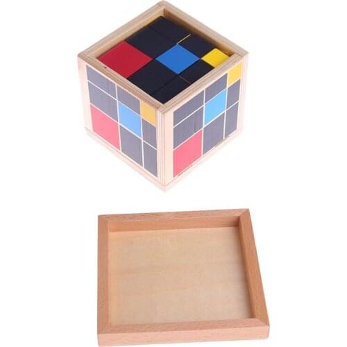 Early Learning Educational Toys Montessori Wooden Trinomial Cube for Toddlers Y4QA