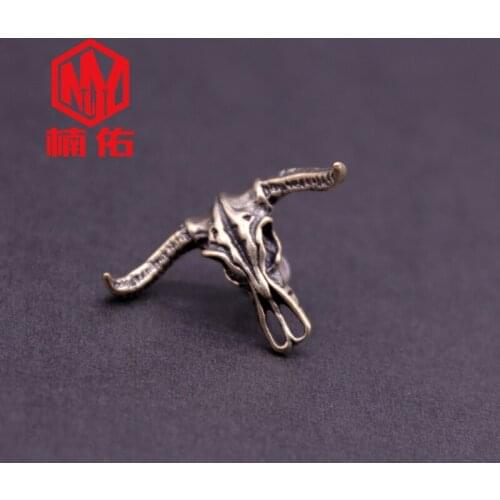 EDC Phillips Screw Bull Skull Brass Flashlight Clip Folding Knife Pendant Accessories