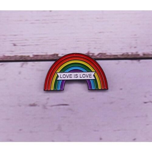 Love is love lgbt pride enamel pin rainbow shape brooch pin