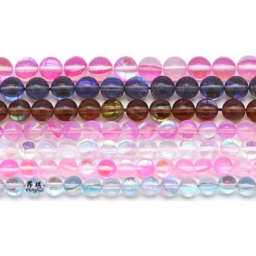 Flash Shimmer Round Beads Polish Fiery Shining Glistening Light Crystal Loose Beads for Bracelet Necklace DIY Jewelry Making 15"