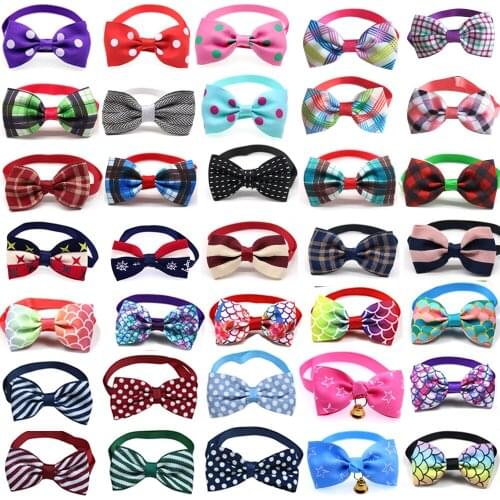 Wholesale 100pcs Luxury Pet Dog Cat Bowties Collar Pet Bows Puppy Cat Ties Bow Tie Neckties Samll -dog Pet Cat Grooming Supplies