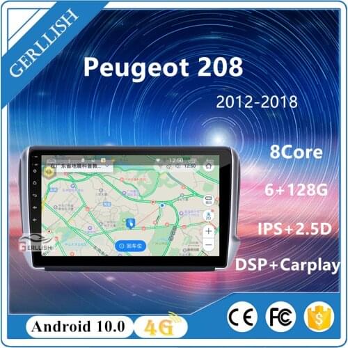 Gerllish 10.2 inch android car dvd radio touch screen gps navigation for Peugeot 208 2012-2018