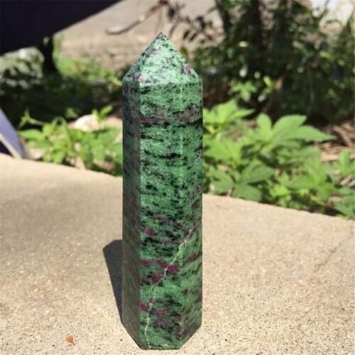 Hot sale rare natural epidote & ruby wand point healing for meditation or home decor clear negative energy