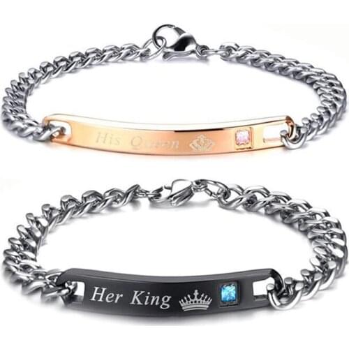 Customized Birthstone & Name ID Bracelet & Bangle Stainless Steel Bracelets For Couple CZ Stone Lover Her King His Queen Jewelry