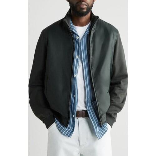 2021 Spring Autumn Black Mens Splic Jacket Coat Casual Solid Zipper Outerwear Man