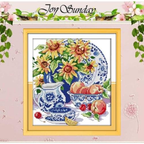 Celadon Sunflower Counted Cross Stitch 11CT 14CT Cross Stitch Sets Wholesale Chinese Cross-stitch Kits Embroidery Needlework