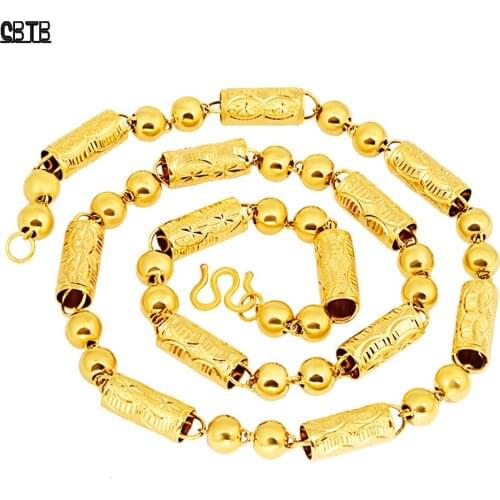 Classic Atmosphere 10mm Hollow Round Tube Car Flower Necklace for Men and Women Vietnam Shajin Seiko Necklace Jewelry Wholesale