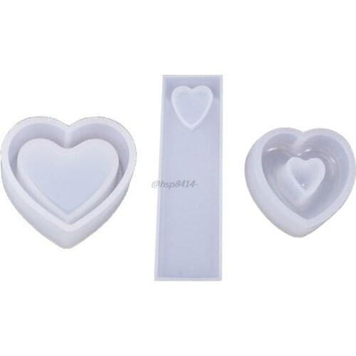 Crystal Epoxy Resin Mold Heart Shaped Box Hollow Pendant Bookmark Casting Silicone Mould Handmade DIY Crafts Making Tools