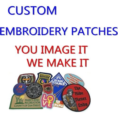 Factory Direct Custom Made Embroidered Patch Iron on Stickers Hook And Loop Velcro Badges OEM ODM Service Is Available No MOQ