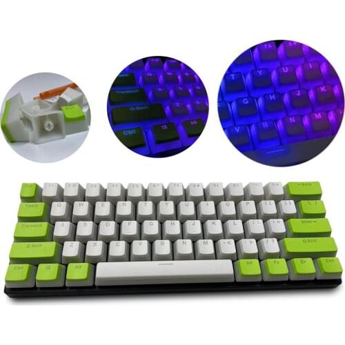 Pudding keycap,Green and white pudding keycap 108 Double Shot PBT pudding keycap Ansi/ISO-Oem configuration 60%/87/104/108 switc