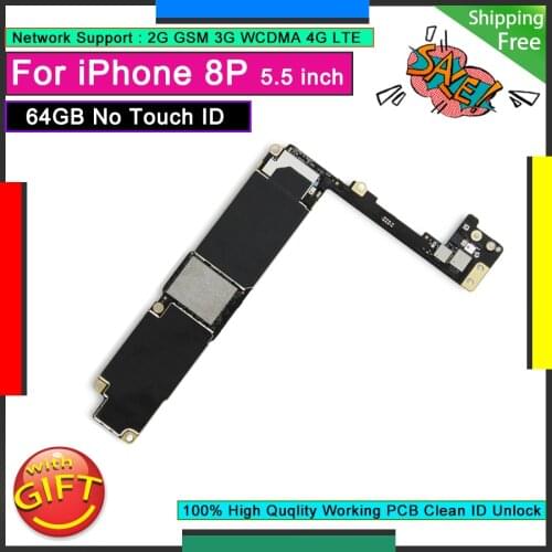 Unlocked Original Motherboard For IPhone 8P 8 PLUS 64GB NO Touch ID Good Working Mainboard Logic Board Without Home Button