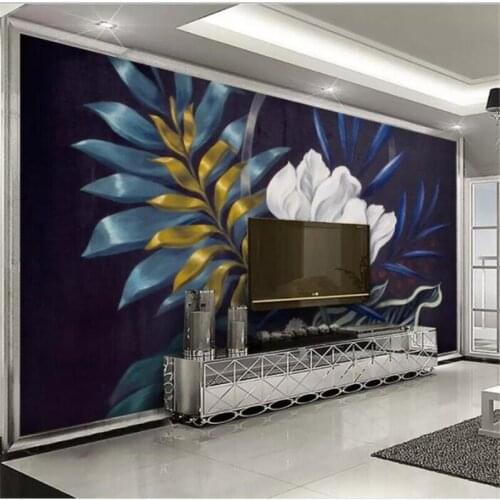 Beibehang Wallpaper mural custom photo living room bedroom golden European nostalgic painting floral mural background