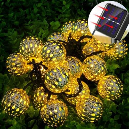 5M 20 Globe Christmas Holiday Lights Solar String Light Outdoor Garden Christmas Tree Festival Party Home Wedding Decoration