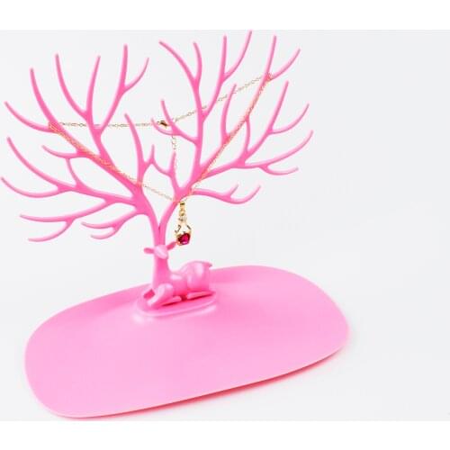 Pink Jewelry Stand Display Tower Earring Holder Necklace Organizer Ring Hanger Rack Home Bedroom Decor