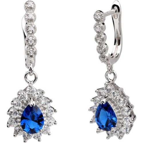925 Sterling Silver Earrings for Women Pear Cut 5x7mm Cubic Zirconia Jewelry E091