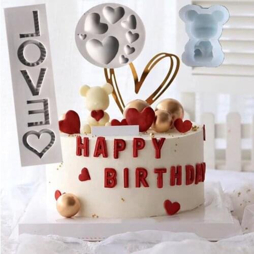 Bear love Valentines Day Cake silicone mold chocolate fondant cake decoration handicraft resin mold clay grinder soap mold