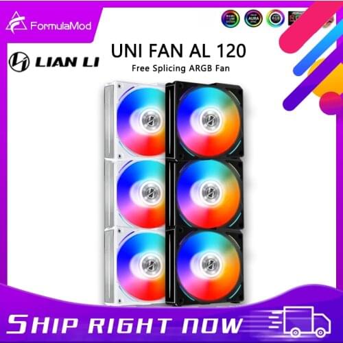 Lian Li UNI FAN AL120 , With Controller High Stati Pressure 12cm Cableless Software Control , Black/White Computer Cooler Fan