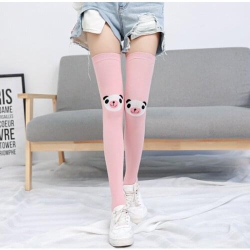 Japanese Kawaii Mori Girl Cartoon High School Womens Stockings Bear Pattern Female Stockings Lovely Campus Tights Knee Socks