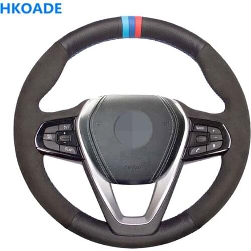 DIY Hand-stitched Black Soft Suede Car Steering Wheel Cover For BMW X3 G01 X4 G02 X5 G20 G21 G30 G31 G32 G05 X7 G07 Z4 G29
