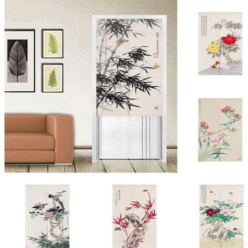 Flower Door Curtain Kitchen Bedroom Partition Curtain Without Punching Doorway Hanging Curtain Home Decoration Blackout Curtain