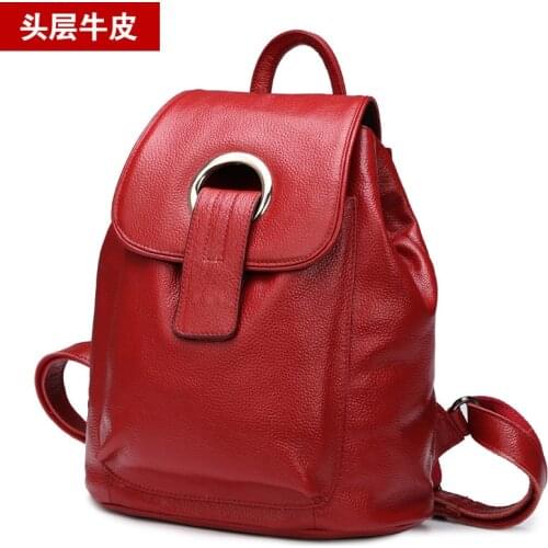 100% Real Cowskin Women Backpack Preppy Style Students School Bag Perfect Quality Natural Genuine Leather Womens Backpacks