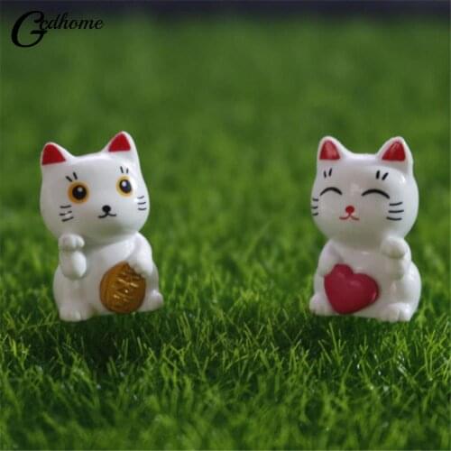 1pc Lovely Cartoon Lucky Cats Micro Landscape Kitten Microlandschaft Pot Culture Tools Decorative Garden Decorations Miniatures