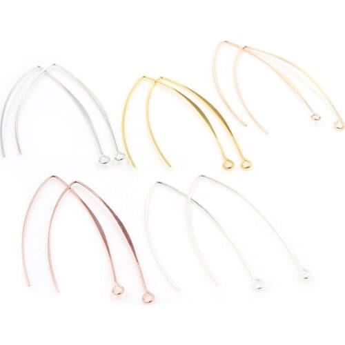 20pcs Gold Rhodium Copper 28 55mm French V-shaped Earring Hooks Findings Ear Hook Wire Settings Base Settings For Jewelry Making