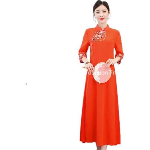 2021 aodai vietnam cheongsam qi pao chinese dress for women traditional floral elegant ao dai dress oriental qipao party dress
