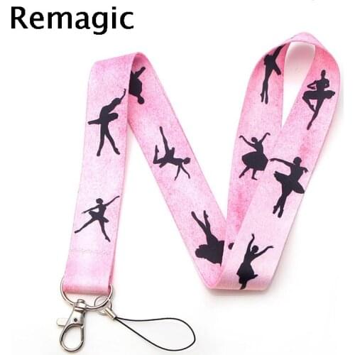 20pcsBallet girls Neck Strap Lanyard keychain Mobile Phone Strap ID Badge Holder Rope Key Keyring Accessorie Gift webbing ribbon
