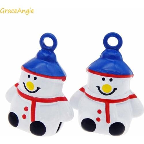 GraceAngie 5PCS Cute Snowman Shape Bells Pendant Bracelet Christmas Charms Party Handmade Jewelry Xmas Decoration Accessory