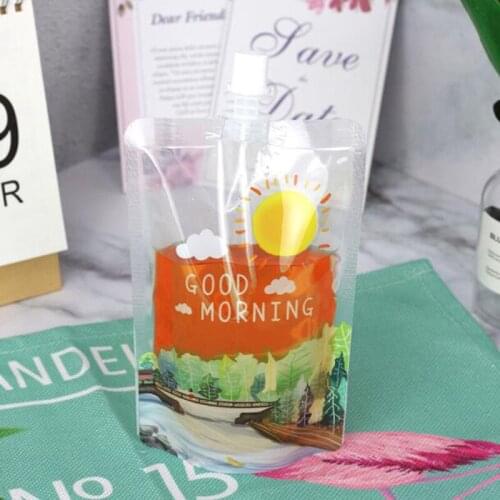 50pcs 500ml Plastic Spout Pouches Good Morning Good Night Liquid Drink Bag Milk Coffee Juice Packaging Bag