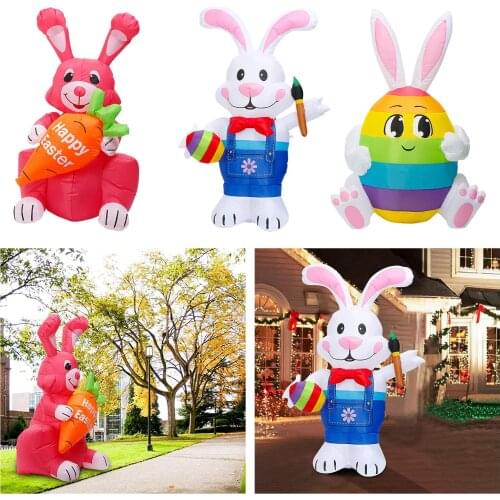 US Plug Large Inflatable Easter Rabbit Outdoor Garden Cute Bunny LED Night Light Light Effects For Yarn Decor Toys
