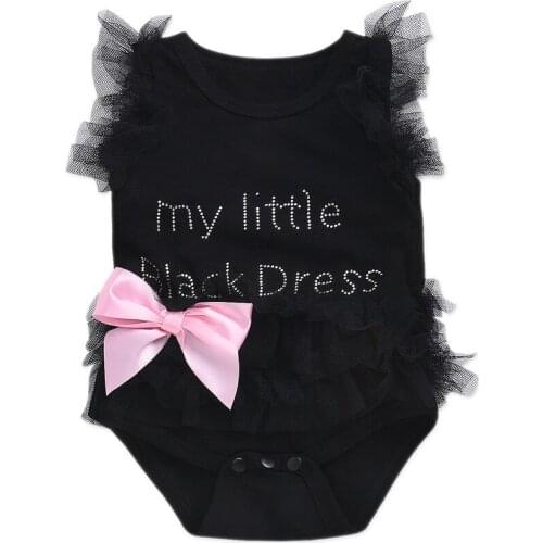 Baby Girl Bodysuit Neonatal Black Lace Dress Romper Cute Girls Letter Baby Girl Onesie Baby Girl Clothes C005