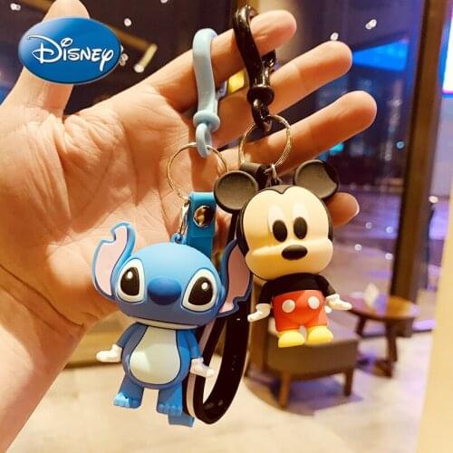 Disney Mickey Mouse Minnie Schoolbag Doll Keychain Pendant Silicone Car Key Chain Ornament Gift