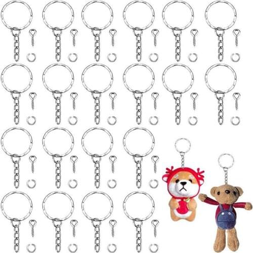 50Pcs Lots 25mm Gold Keyring Keychain Split Key Rings with Chain DIY Findings