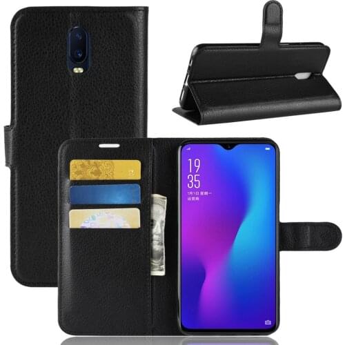 Book Style PU Leather Case Cover for OPPO R17 6.4'' Flip Wallet Phone Bags Cases with Stand