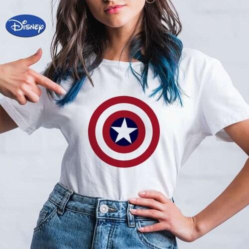 Captain America Shield Marvel Womens Tee Shirt Disney Wonder Woman T-Shirt Female Short Sleeve Oversized Ropa Spanish Mujer