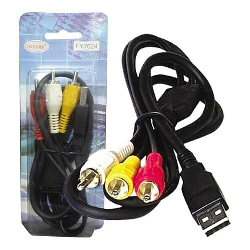 3 RCA + USB CONVERTER CABLE 1.2 METERS (SECONDER HY7024)