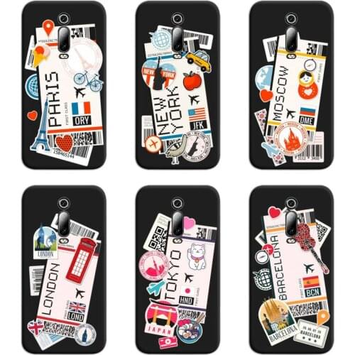 World Citiy Paris Moscow New York Travel Tickets Phone Case For Redmi 9A 9 8A 7 6 6A Note 9 8 8T Pro Max K20 K30 Pro