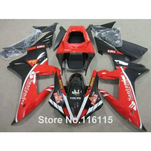 Full injection molding High quality fairings set for YAMAHA YZF R1 2002 2003 black red Santander ABS Fairing kit 02 03 KN11