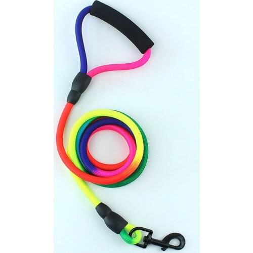 2019 Dog Leashes Srong Nylon Rope Soft Handle Large Size 200cm Long For Dog Walking Training Leashes Rainbow Color Pets Supplier
